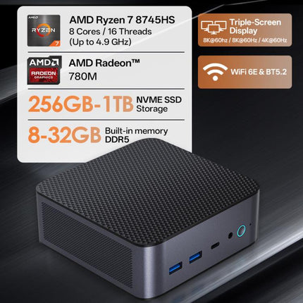 GXMO H90 Pro Windows 11 Mini PC, AMD Ryzen 7 8745HS Octa Core Processor, EU Plug