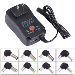 US Plug Universal 30W Power Wall Plug-in Adapter with 5V 2.1A USB Port, Tips: 6 PCS, Cable Length: About 1.2m, US Plug