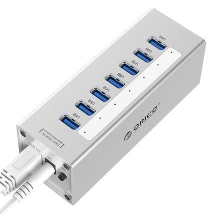 ORICO A3H7 Aluminum High Speed 7 Ports USB 3.0 HUB with 12V/2.5A Power Supply for Laptops, 7 Ports (Silver), 7 Ports (Black)