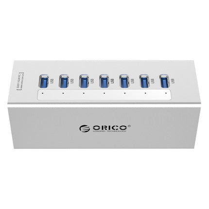 ORICO A3H7 Aluminum High Speed 7 Ports USB 3.0 HUB with 12V/2.5A Power Supply for Laptops, 7 Ports (Silver), 7 Ports (Black)
