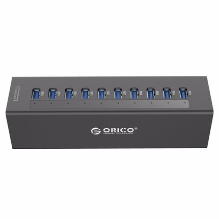 ORICO A3H10 Aluminum High Speed 10 Ports USB 3.0 HUB with Power Adapter for Laptops, 10 Ports (Black)