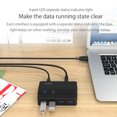 ORICO H4928-U3 ABS High Speed 4 Ports USB 3.0 HUB with 12V Power Adapter for Smartphones / Tablets