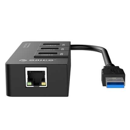 ORICO HR01-U3 ABS 3 puertos USB3.0 HUB Splitter con tarjeta de red Ethernet Gigabit RJ45 externa de 5 Gbps para computadoras portátiles/de escritorio/ultrabook, etc.