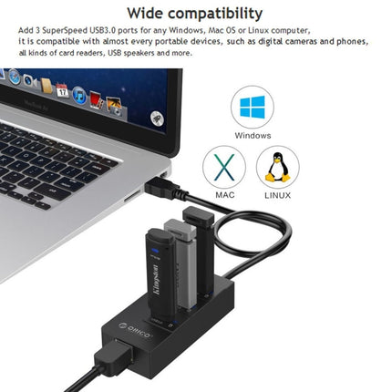 ORICO HR01-U3 ABS 3 puertos USB3.0 HUB Splitter con tarjeta de red Ethernet Gigabit RJ45 externa de 5 Gbps para computadoras portátiles/de escritorio/ultrabook, etc.