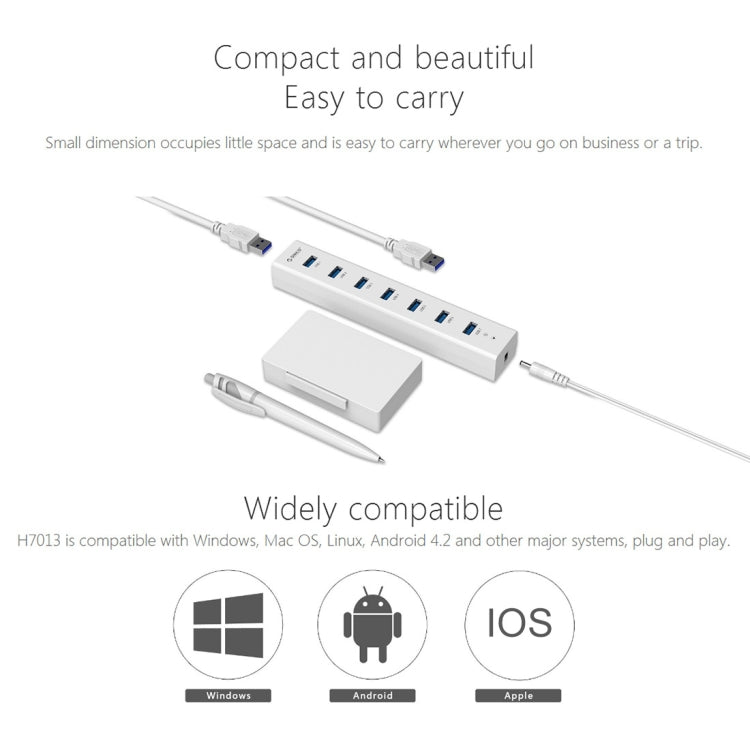 ORICO H7013-U3 ABS Material Desktop 7 Ports USB 3.0 HUB with 1m USB Cable