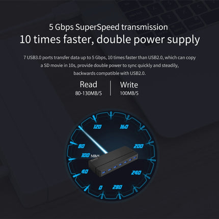 Concentrador USB 3.0 de 7 puertos para escritorio ORICO H7928-U3 de material ABS con cable de 1 m, USB 3.0