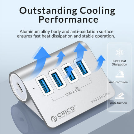ORICO M3CU2 Aluminum Alloy 4-Port Type-C And USB 3.2 Gen2 10Gbps HUB, M3CU2