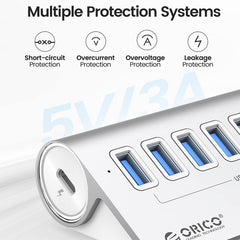 ORICO M3U7 Aluminum Alloy 7-Port USB 3.2 Gen1 5Gbps HUB with 1m Cable, M3U7 1m