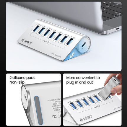 Concentrador USB 3.2 Gen1 de 7 puertos y 5 Gbps de aleación de aluminio ORICO M3U7 con cable de 1 m, M3U7 de 1 m