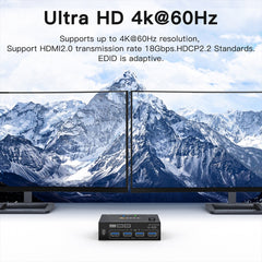 KC-KVM202AS 4K 60HZ USB3.0 HDMI Dual Display KVM Switcher Support EDID Analog Lock Screen, KC-KVM202AS