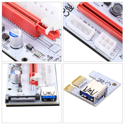 PCE164P-N06 VER008S USB 3.0 PCI-E Express 1x to 16x PCI-E Extender Riser Card Adapter 15 Pin SATA Power 6 Pin + 4 Pin Power Supply Port with 60cm USB Cable, VER008S Red