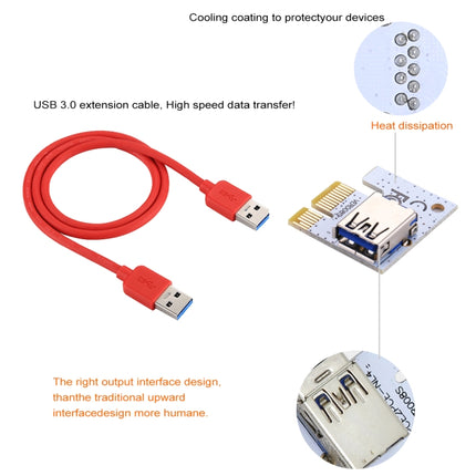 PCE164P-N06 VER008S USB 3.0 PCI-E Express 1x to 16x PCI-E Extender Riser Card Adapter 15 Pin SATA Power 6 Pin + 4 Pin Power Supply Port with 60cm USB Cable, VER008S Red
