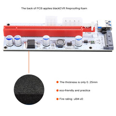 PCE164P-N06 VER008S USB 3.0 PCI-E Express 1x to 16x PCI-E Extender Riser Card Adapter 15 Pin SATA Power 6 Pin + 4 Pin Power Supply Port with 60cm USB Cable, VER008S Red