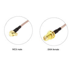 15cm SMA Female to MCX Male Right Angle Adapter RF Coaxial Coax RG316 Cable, SMA Female to MCX Male