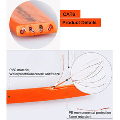 0.5m CAT6 Ultra-thin Flat Ethernet Network LAN Cable, Patch Lead RJ45, Length: 0.5m