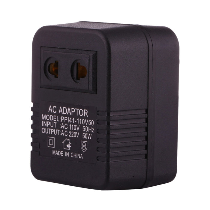Adaptador de toma de corriente CA de 110 V a 220 V, 50 W, enchufe UE/EE. UU. a enchufe EE. UU., 110 V a 220 V, 50 W