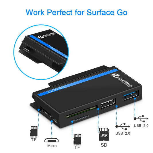 ROCKETEK RT-SGO727 USB 3.0 + USB 2.0 + Micro USB Interface Hub for Microsoft Surface Go, with 2 TF Card & SD Card Slots, RT-SGO727