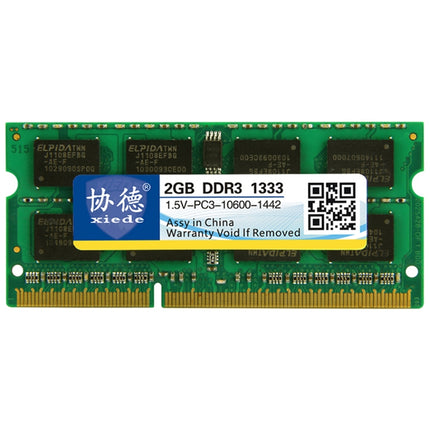 XIEDE X042 DDR3 1333MHz 2GB 1.5V General Full Compatibility Memory RAM Module for Laptop, 1333MHz 2GB