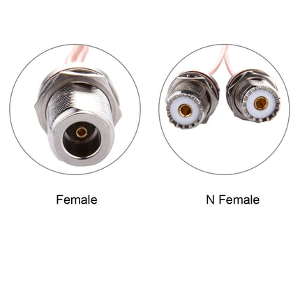 20cm N Female with Waterproof Ring to 2 x UHF Female with Waterproof Ring RG316 Cable, 20cm N Female to 2xUHF Female