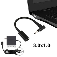 PD 100W 18.5-20V 3.0 x 1.0mm Elbow to USB-C / Type-C Adapter Nylon Braid Cable, 3.0 x 1.0mm