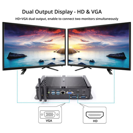 HYSTOU FMP04 i5 7200U Mini PC, Intel Core i5 7200U Processor Dual Core up to 3.1GHz, RAM: 4GB, ROM: 128GB, Support Windows 7 / 8 / 10 / Linux OS, 4GB+128GB