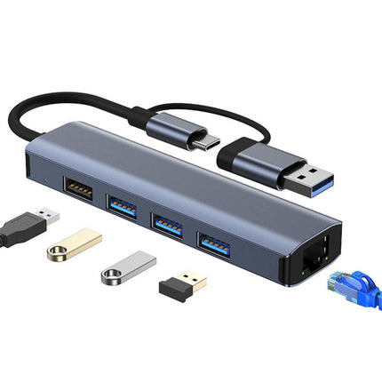 BYL-2208TU 5 in 2 USB + USB-C / Type-C to USB Multifunctional Docking Station HUB Adapter, BYL-2208