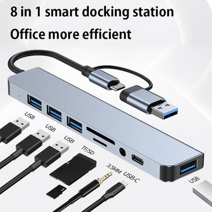 BYL-2218TU 8 in 1 USB + USB-C / Type-C to USB Multifunctional Docking Station HUB Adapter, BYL-2218TU