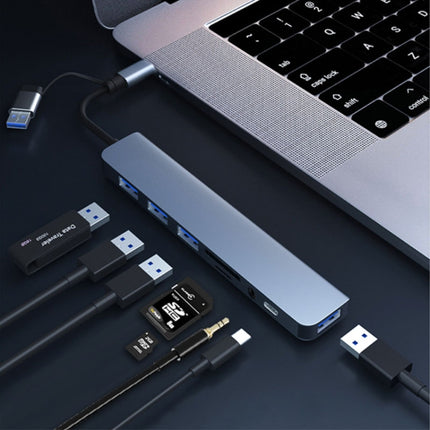 BYL-2218TU 8 in 1 USB + USB-C / Type-C to USB Multifunctional Docking Station HUB Adapter, BYL-2218TU