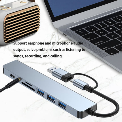 BYL-2218TU 8 in 1 USB + USB-C / Type-C to USB Multifunctional Docking Station HUB Adapter, BYL-2218TU