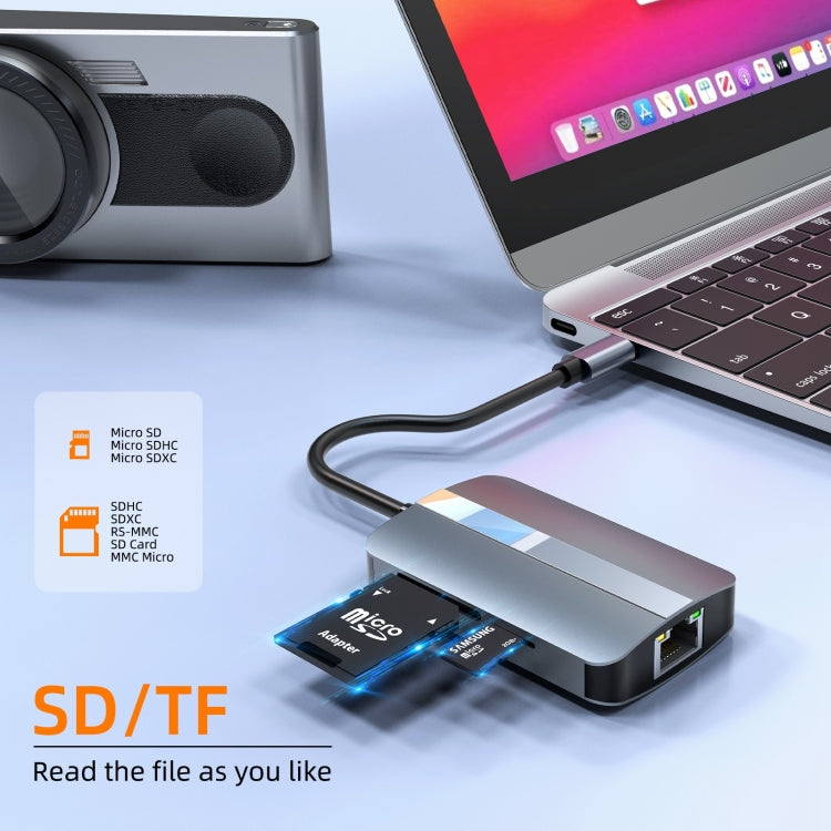 BYL-2112 5 in 1 USB-C / Type-C to USB Multifunctional Docking Station HUB Adapter, BYL-2112