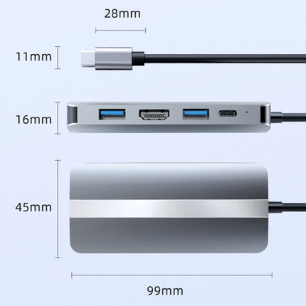 BYL-2109 5 in 1 USB-C / Type-C to USB Multifunctional Docking Station HUB Adapter, BYL-2109