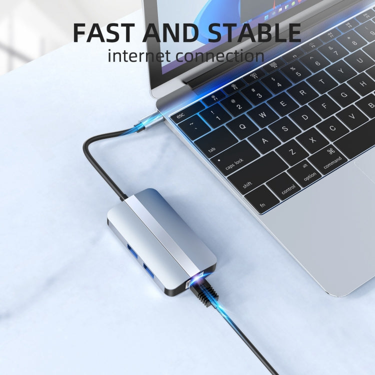 BYL-2203 6 in 1 USB-C / Type-C to USB Multifunctional Docking Station HUB Adapter, BYL-2203