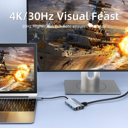 BYL-2203 6 in 1 USB-C / Type-C to USB Multifunctional Docking Station HUB Adapter, BYL-2203