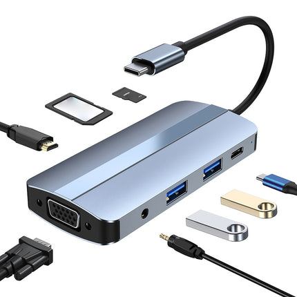 BYL-2105 8 in 1 USB-C / Type-C to USB Multifunctional Docking Station HUB Adapter, BYL-2105