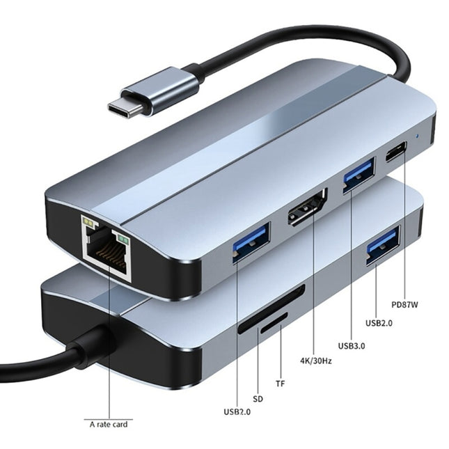 BYL-2205 8 in 1 USB-C / Type-C to USB Multifunctional Docking Station HUB Adapter, BYL-2205