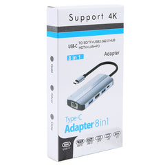 BYL-2205 8 in 1 USB-C / Type-C to USB Multifunctional Docking Station HUB Adapter, BYL-2205
