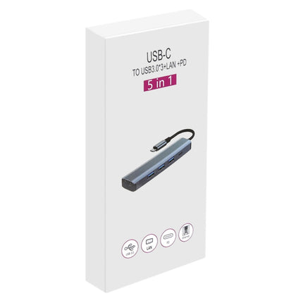 BYL-2302 5 in 1 USB-C / Type-C to USB Multifunctional Docking Station HUB Adapter with 1000M Network Port, BYL-2302