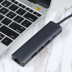 BYL-2302 5 in 1 USB-C / Type-C to USB Multifunctional Docking Station HUB Adapter with 1000M Network Port, BYL-2302