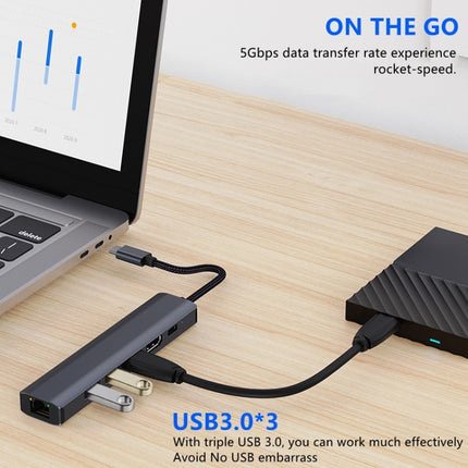 BYL-2210 6 in 1 USB-C / Type-C to USB Multifunctional Docking Station HUB Adapter with 1000M Network Port, BYL-2210