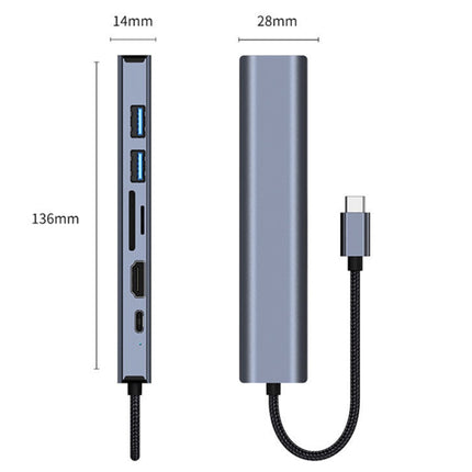 BYL-2303 7 in 1 USB-C / Type-C to USB Multifunctional Docking Station HUB Adapter, BYL-2303