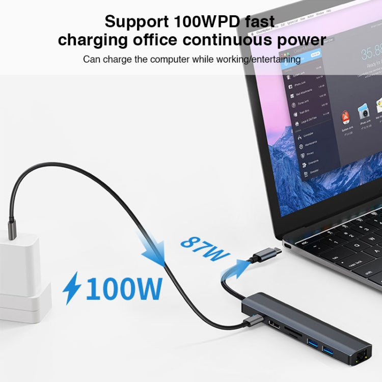 BYL-2303 7 in 1 USB-C / Type-C to USB Multifunctional Docking Station HUB Adapter, BYL-2303