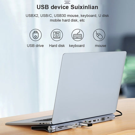 BYL-2003U2 12 in 1 USB-C / Type-C to USB Multifunctional Docking Station HUB Adapter, BYL-2003U2