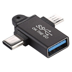 USB 3.0 Female to Type-C / USB-C Male + Micro Male Aluminium Alloy Adapter