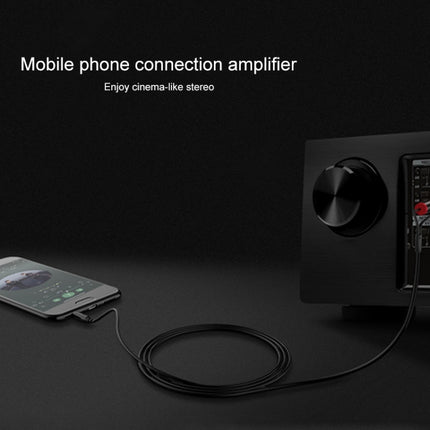 REXLIS 3635 3.5mm Male to Dual RCA Gold-plated Plug Black Cotton Braided Audio Cable for RCA Input Interface Active Speaker, Length: 1m, Length: 1m