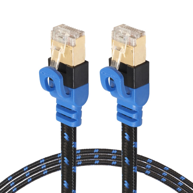 REXLIS CAT7-2 Gold-plated CAT7 Flat Ethernet 10 Gigabit Two-color Braided Network LAN Cable for Modem Router LAN Network, with Shielded RJ45 Connectors, Length: 1m, Length: 1m
