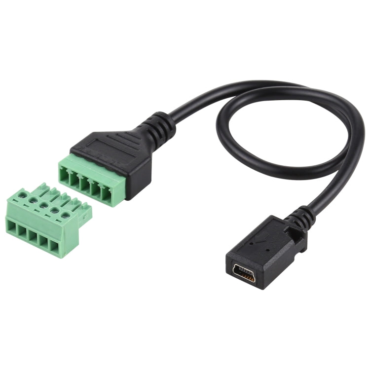 Mini 5 Pin Female to 5 Pin Pluggable Terminals Solder-free USB Connector Solderless Connection Adapter Cable, Length: 30cm, Mini 5 Pin Female