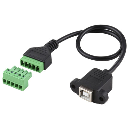 USB Type-B Female Plug to 5 Pin Pluggable Terminals Solder-free USB Connector Solderless Connection Adapter Cable, Length: 30cm, USB Type-B Female