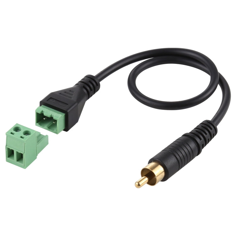 RCA Male Gold-plated to 2 Pin Pluggable Terminals Solder-free USB Connector Solderless Connection Adapter Cable, Length: 30cm, RCA Male