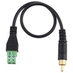 RCA Male Gold-plated to 2 Pin Pluggable Terminals Solder-free USB Connector Solderless Connection Adapter Cable, Length: 30cm, RCA Male