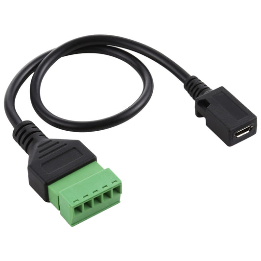 Micro USB Female to 5 Pin Pluggable Terminals Solder-free USB Connector Solderless Connection Adapter Cable, Length: 30cm, Micro USB Female